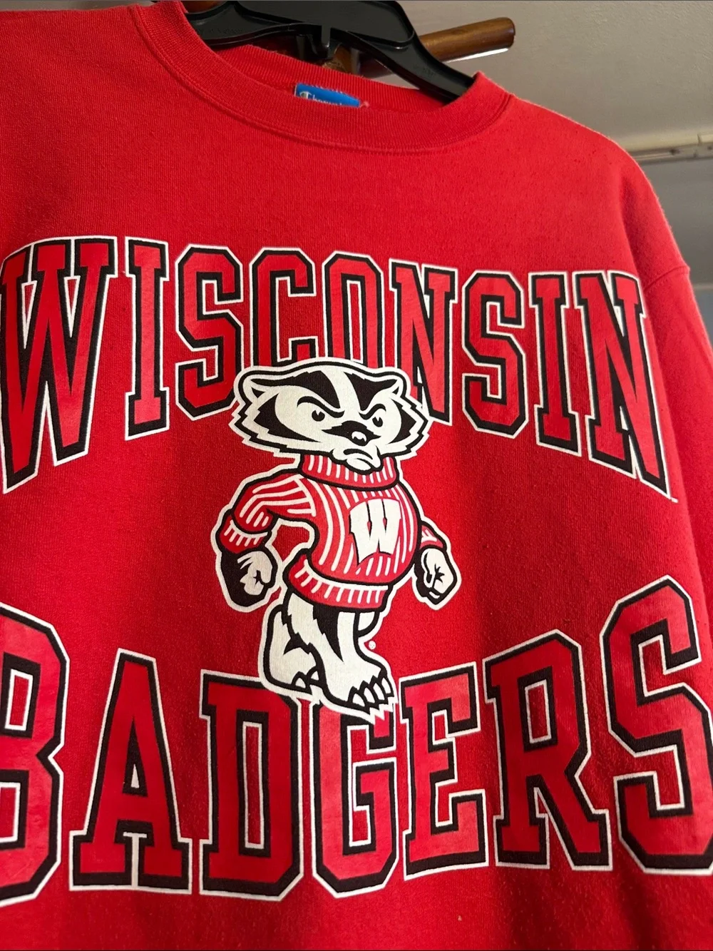 Wisconsin Badgers Red Vintage Crewneck Sweatshirt - Champion